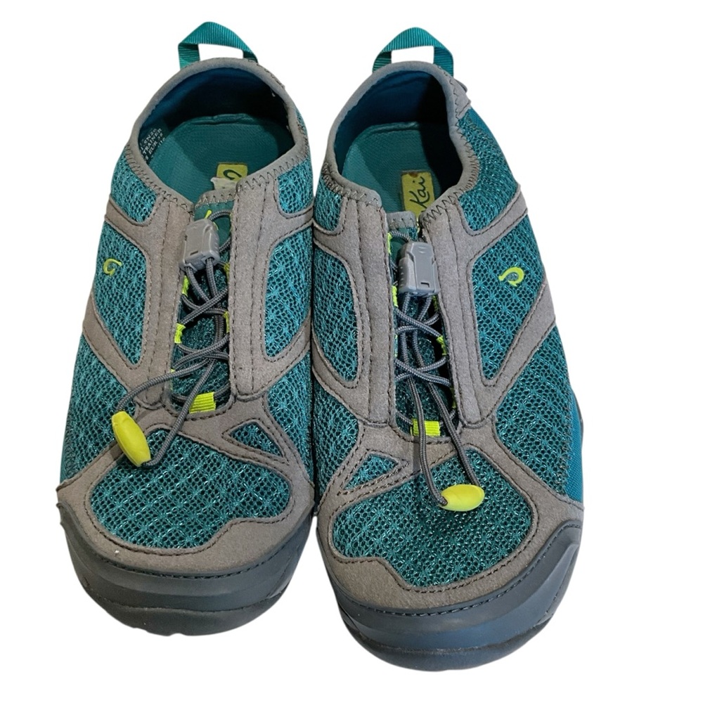Olukai Women's Size 8 Eleu Trainer Hiking Water Shoes Single Pull Lace Gray Teal - Picture 2 of 11